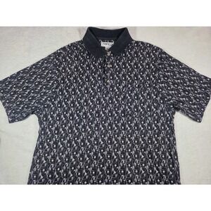 Original Penguin Sport Golf Polo Shirt Men Medium All Over Golf Club Ball Print